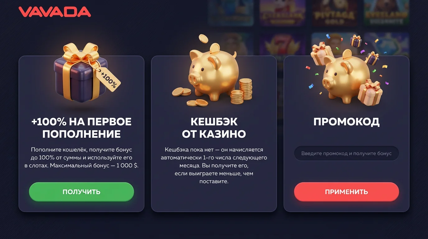 Бонусы и промокоды Vavada сегодня